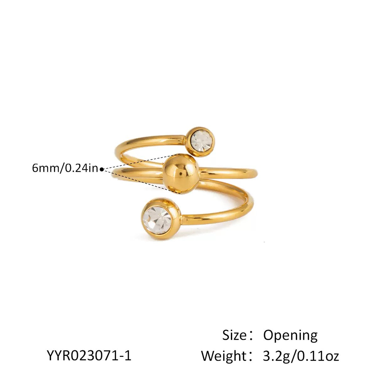 Xialing Gold Plated Ball Open Ring