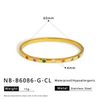 Titanium Steel Zircon Inlaid Bracelet | Crystal Bangle | Melanite Jewels