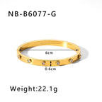 Titanium Steel Zircon Inlaid Bracelet | Crystal Bangle | Melanite Jewels