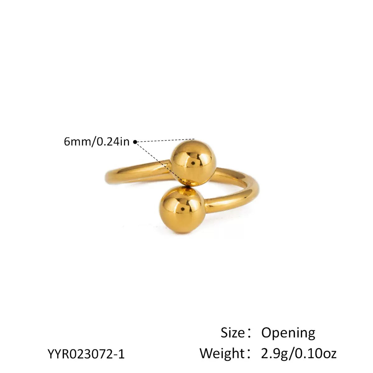 Xialing Gold Plated Ball Open Ring