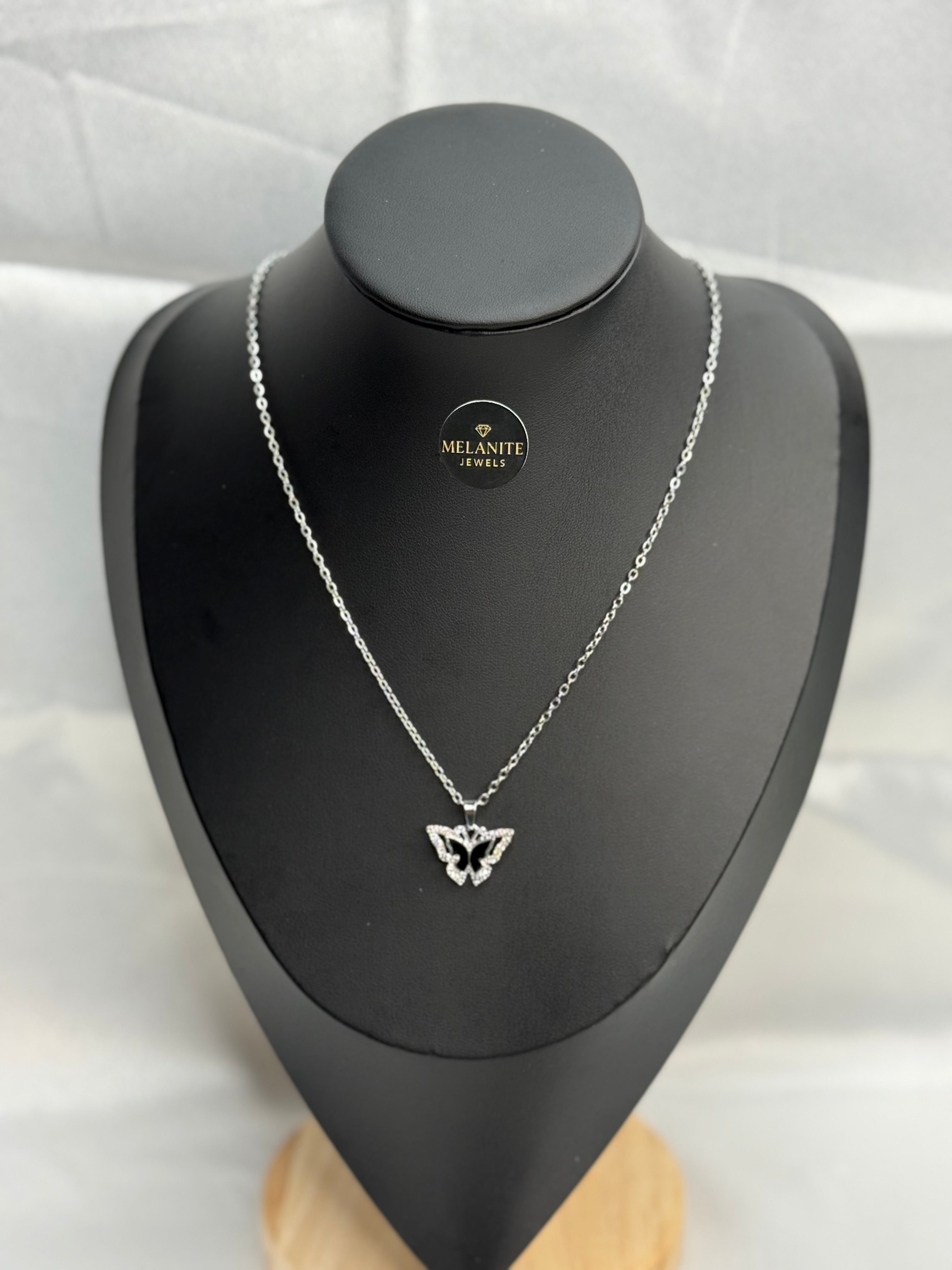 Silver Plated Butterfly Pendant Necklace | Dainty Layering Chain
