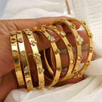 Titanium 4-Leaf Clover Bracelet | Lucky Charm Bangle | Melanite Jewels