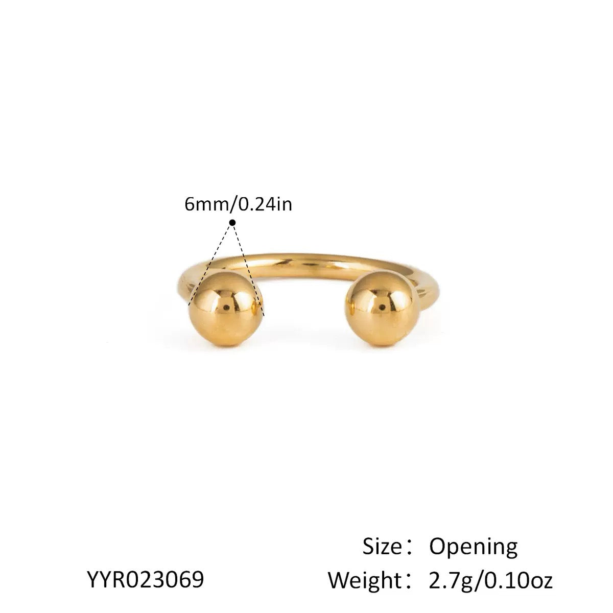 Xialing Gold Plated Ball Open Ring