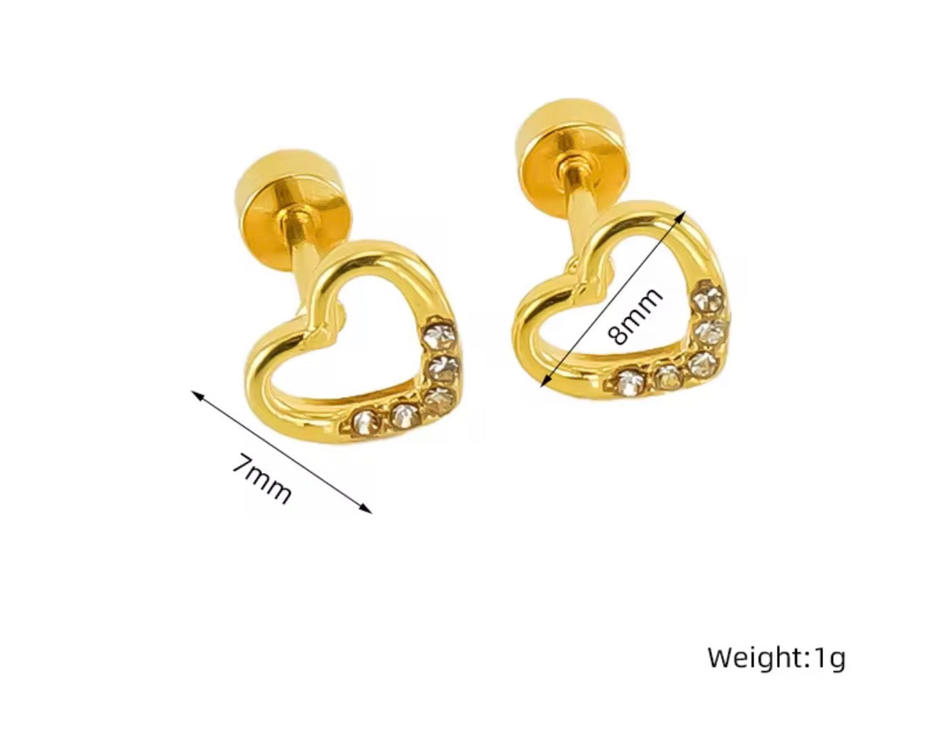 18K Gold Plated Screw Stud Earrings | Secure Flat Back Studs