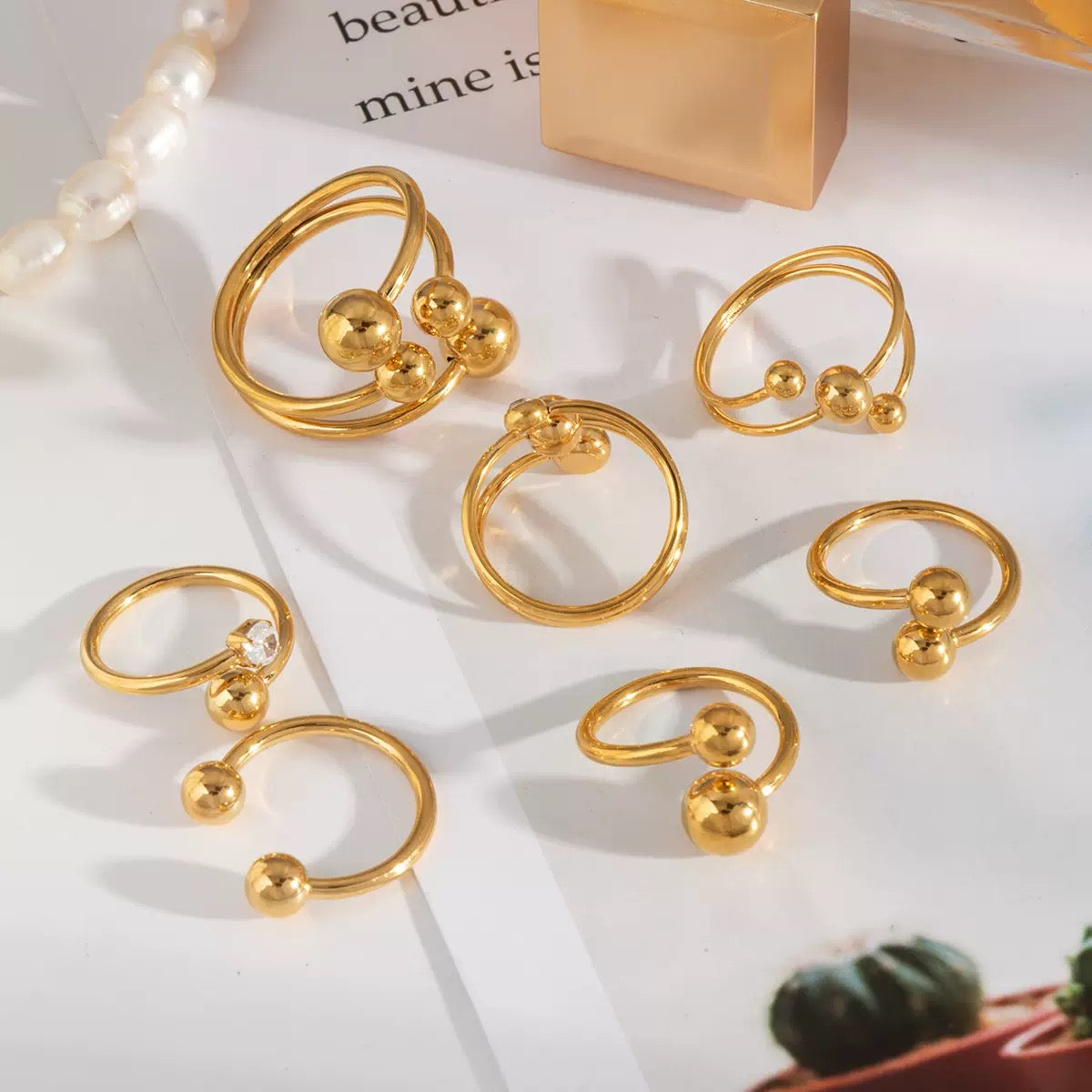 Xialing Gold Plated Ball Open Ring