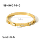 Titanium Steel Zircon Inlaid Bracelet | Crystal Bangle | Melanite Jewels