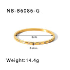 Titanium Steel Zircon Inlaid Bracelet | Crystal Bangle | Melanite Jewels