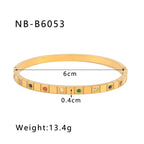 Titanium Steel Zircon Inlaid Bracelet | Crystal Bangle | Melanite Jewels