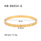 Titanium Steel Zircon Inlaid Bracelet | Crystal Bangle | Melanite Jewels