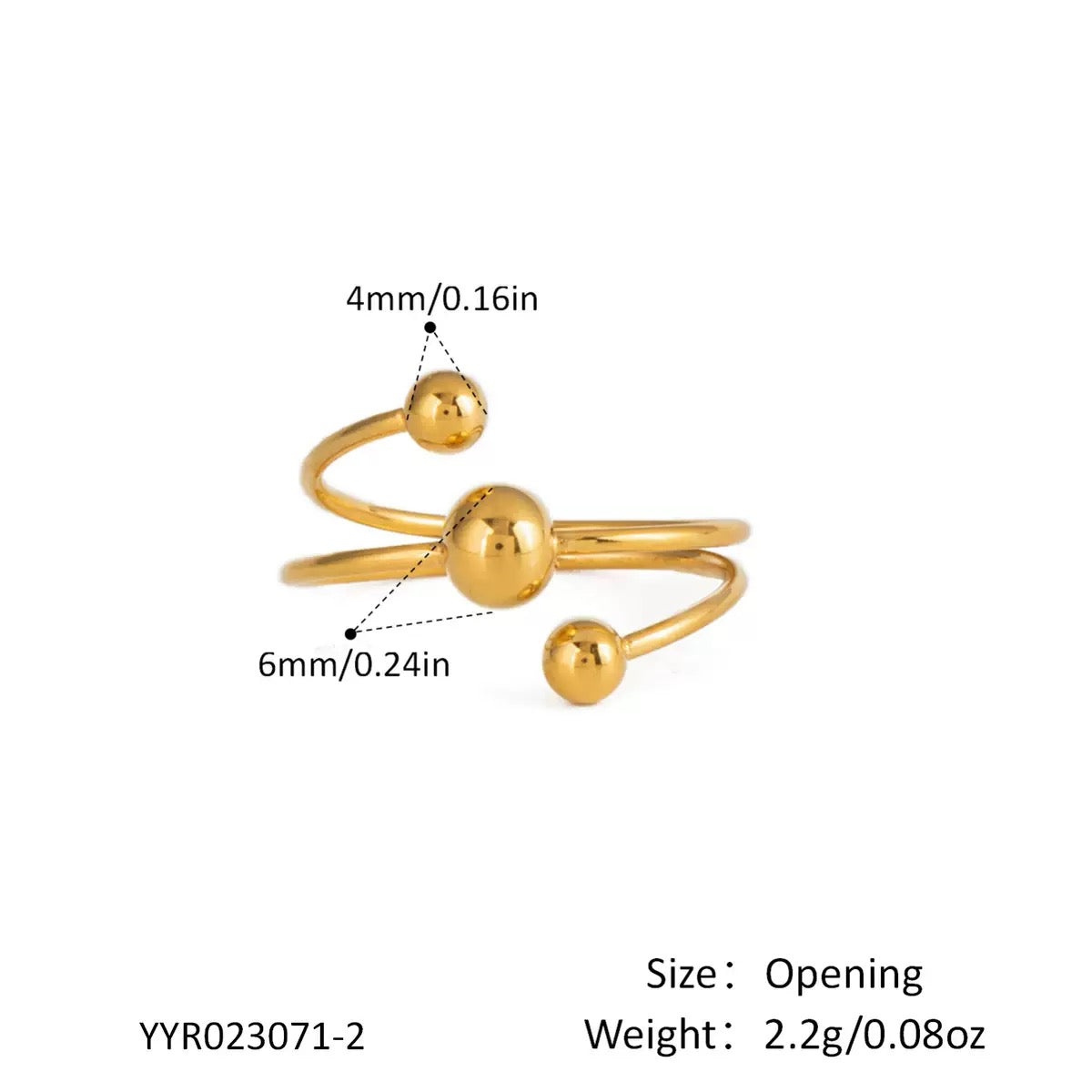 Xialing Gold Plated Ball Open Ring