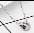 Silver Plated Ring Pendant Necklace | Dainty Circle Charm Chain