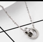 Silver Plated Ring Pendant Necklace | Dainty Circle Charm Chain
