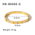 Titanium Steel Zircon Inlaid Bracelet | Crystal Bangle | Melanite Jewels