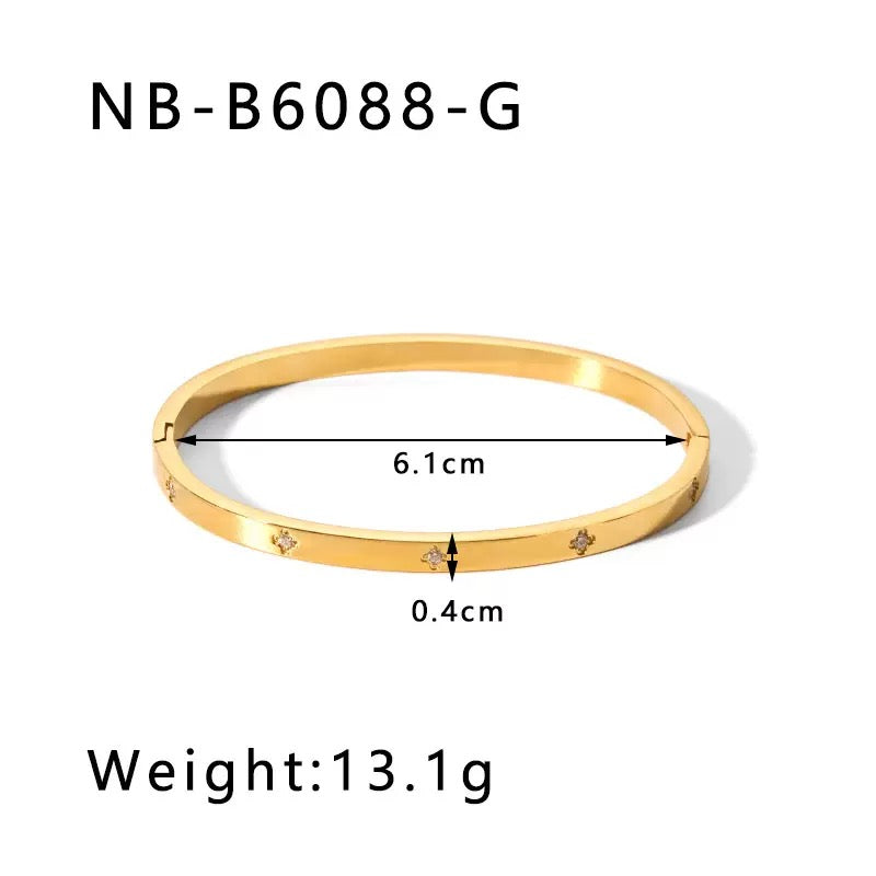 Titanium Steel Zircon Inlaid Bracelet | Crystal Bangle | Melanite Jewels