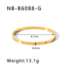 Titanium Steel Zircon Inlaid Bracelet | Crystal Bangle | Melanite Jewels