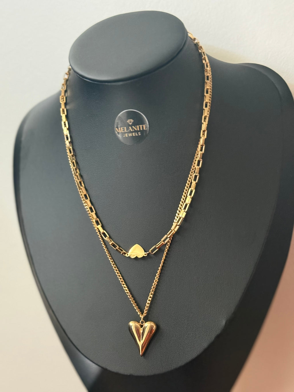 18K Gold Plated Layered Heart Necklace Set | Multi-Layer Chain