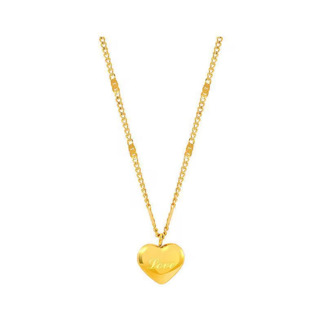 Love Heart Pendant Necklace | Romantic Gold Plated Chain