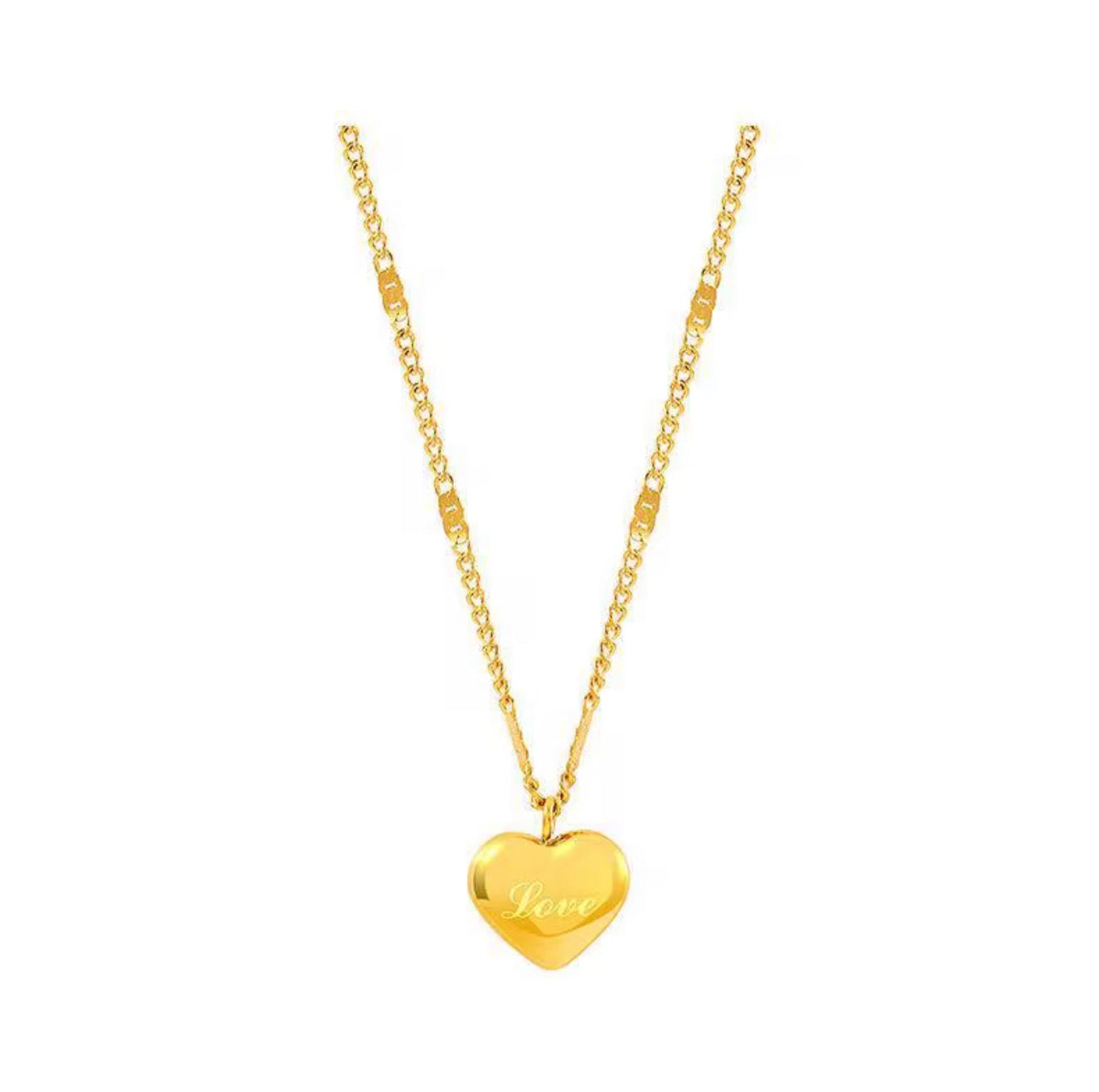 Love Heart Pendant Necklace | Romantic Gold Plated Chain
