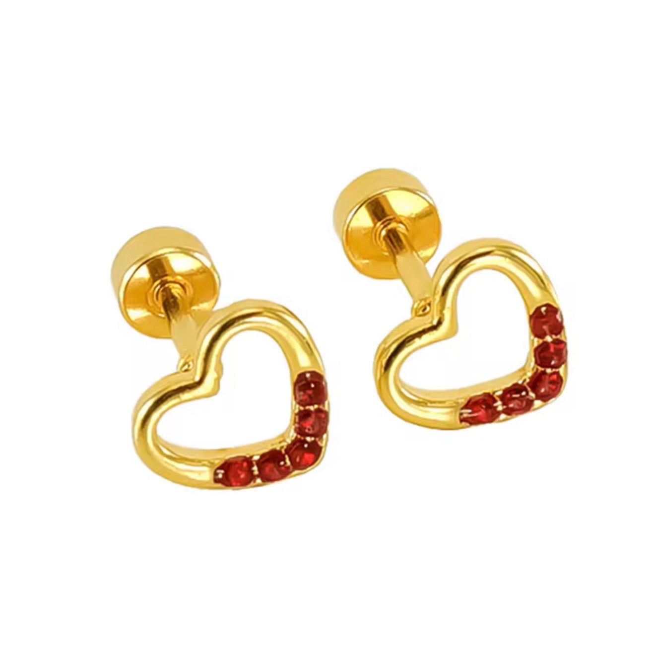 18K Gold Plated Screw Stud Earrings | Secure Flat Back Studs