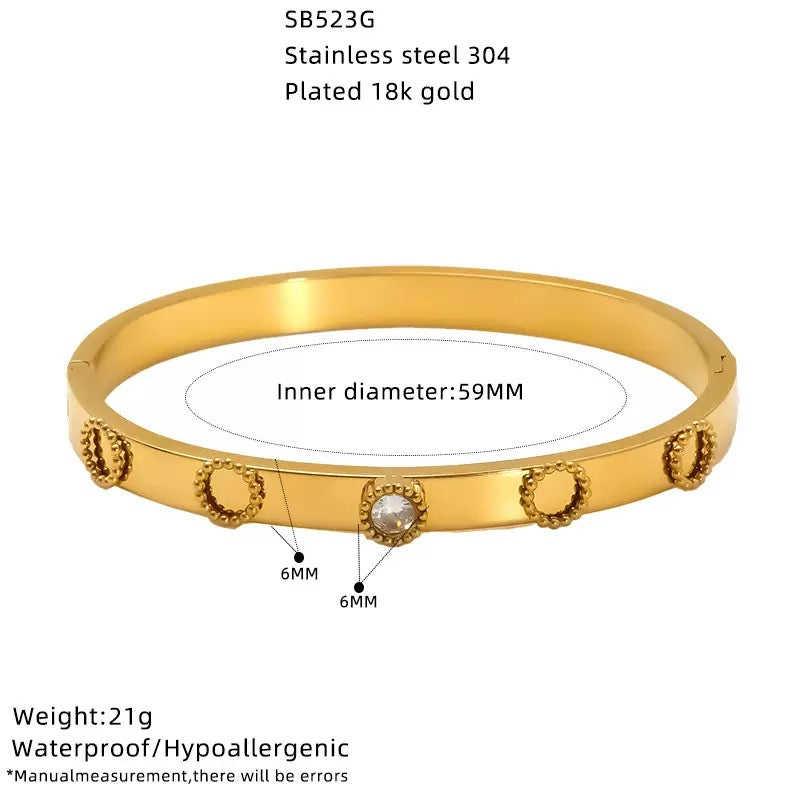 Titanium 4-Leaf Clover Bracelet | Lucky Charm Bangle | Melanite Jewels