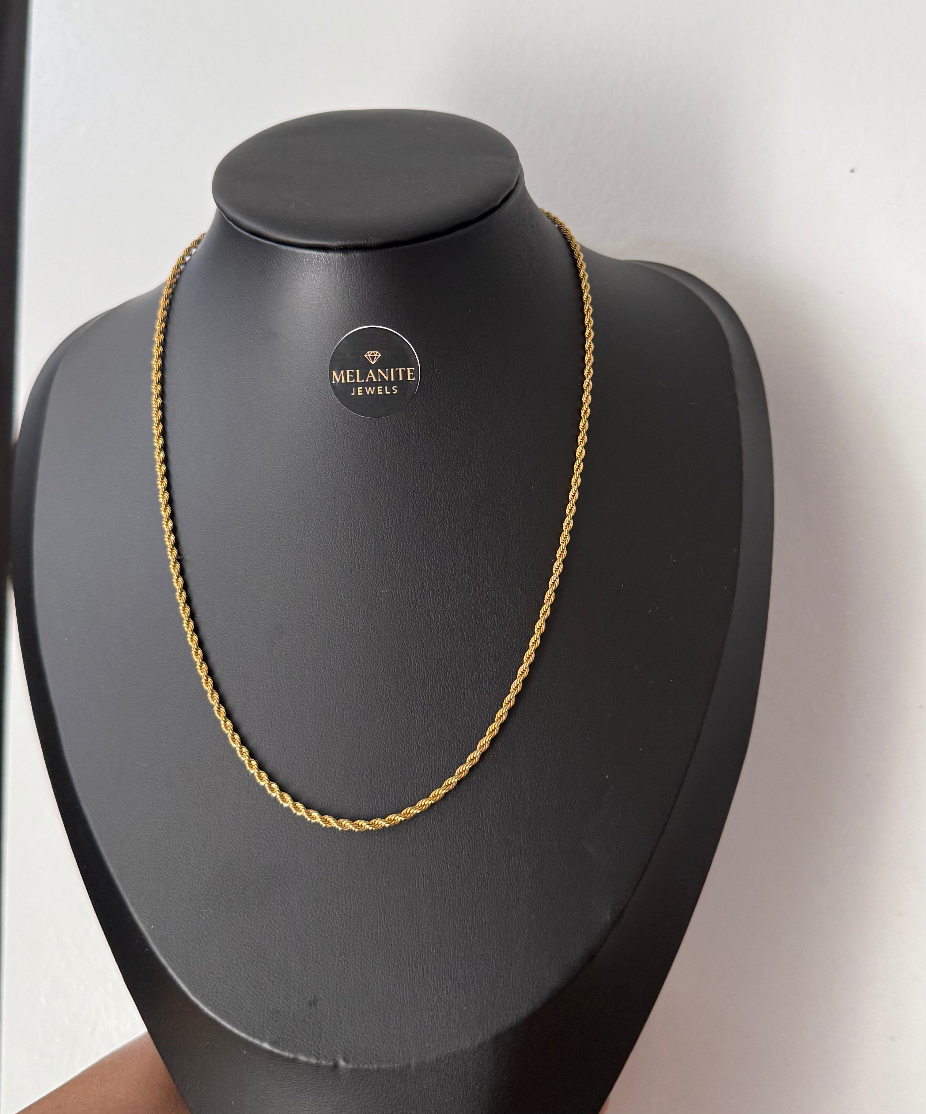 Twist Chain Necklace | Gold Plated Rope Chain | Melanite Jewels