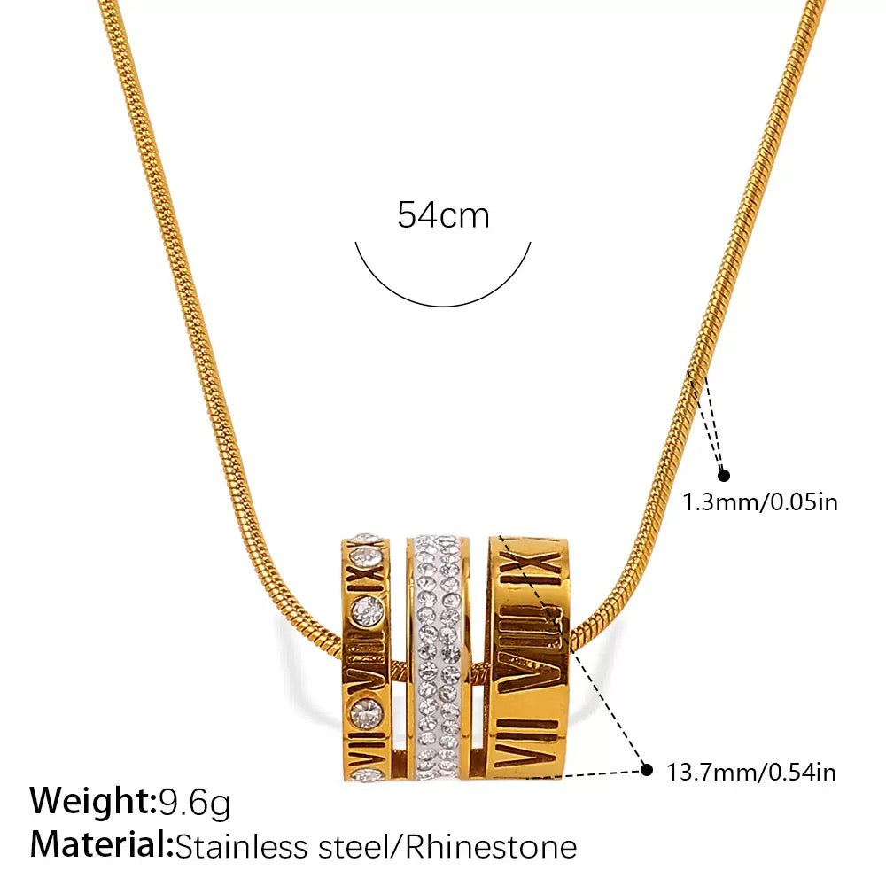 Roman number pendant and chain