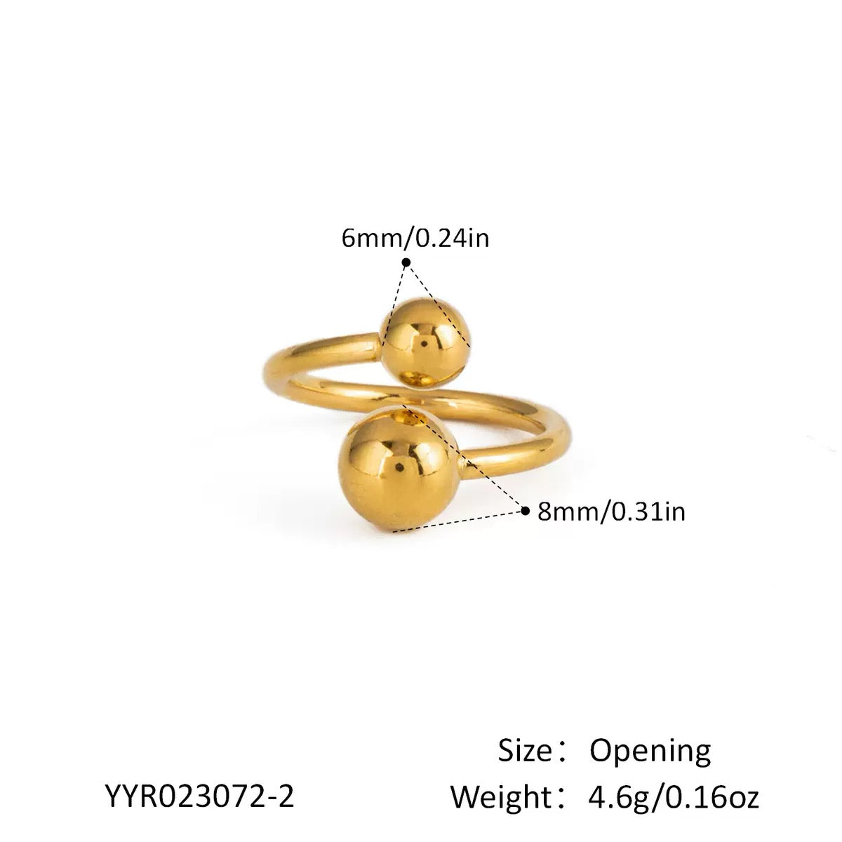 Xialing Gold Plated Ball Open Ring