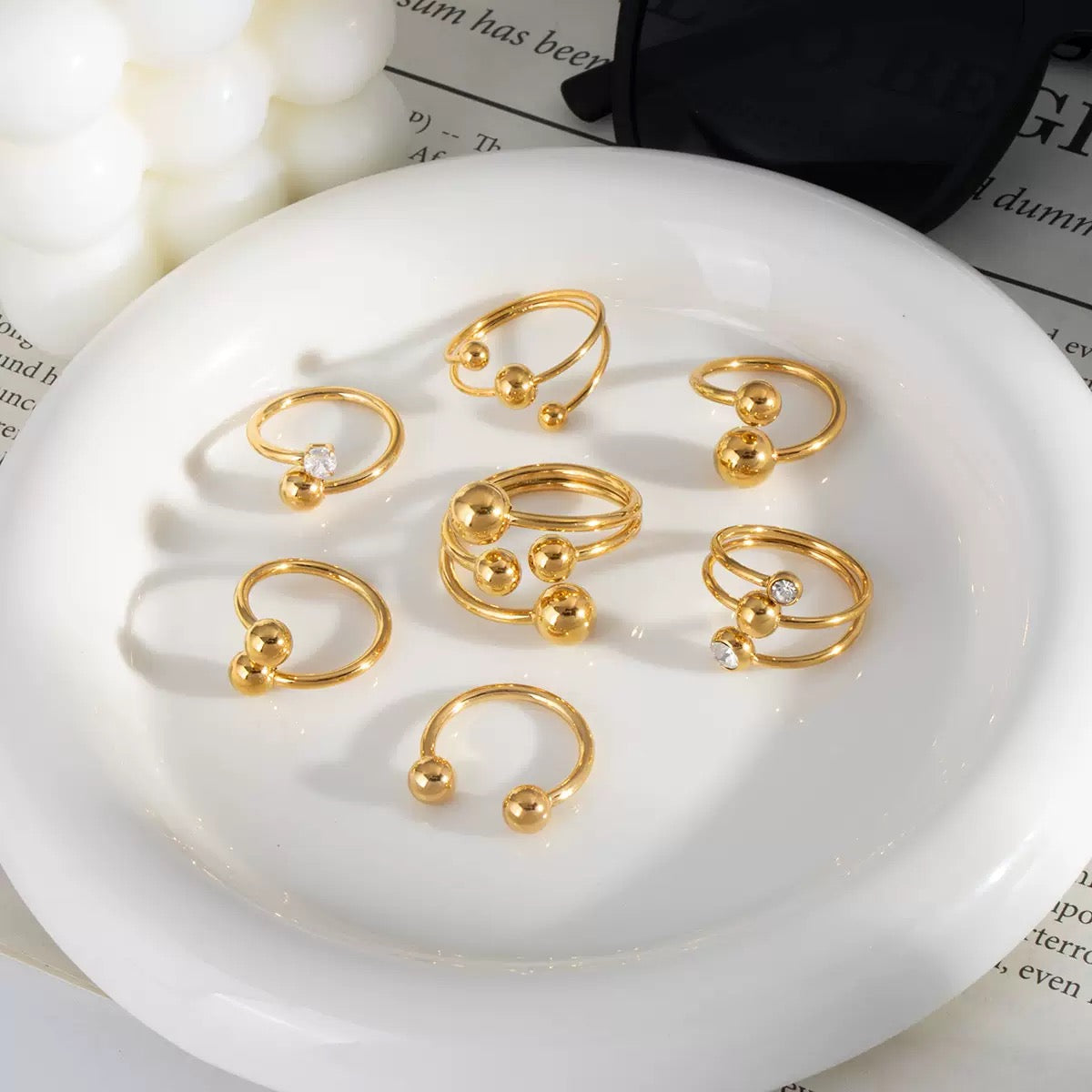Xialing Gold Plated Ball Open Ring