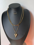 18K Gold Plated Layered Heart Necklace Set | Multi-Layer Chain