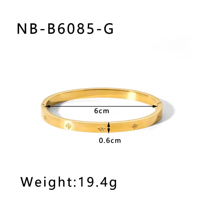 Titanium Steel Zircon Inlaid Bracelet | Crystal Bangle | Melanite Jewels