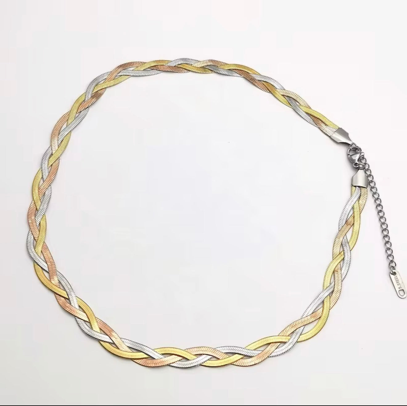 18K Gold Plated 3-Tone Snake Chain Necklace | Tri-Colour Chain