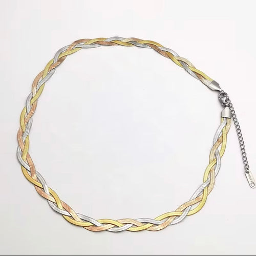 18K Gold Plated 3-Tone Snake Chain Necklace | Tri-Colour Chain