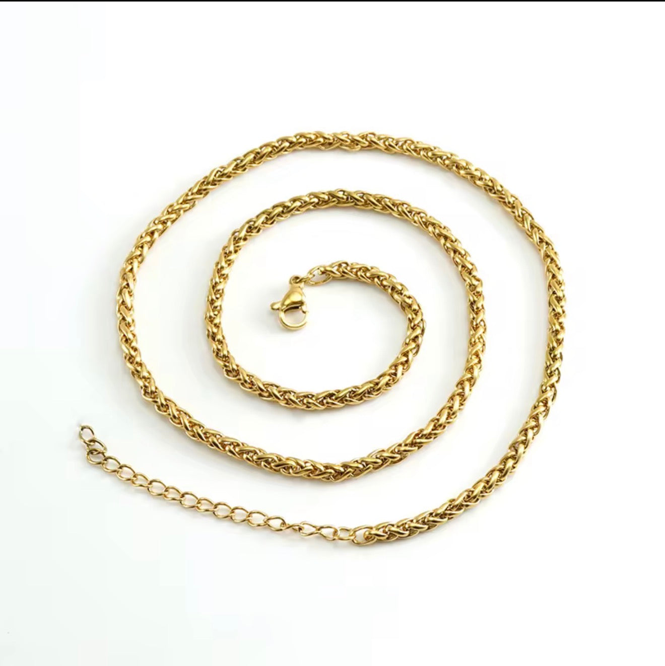 18K Gold Plated 3mm Twist Chain Necklace | Rope Chain