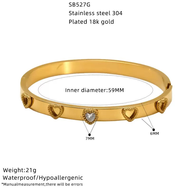 Titanium 4-Leaf Clover Bracelet | Lucky Charm Bangle | Melanite Jewels