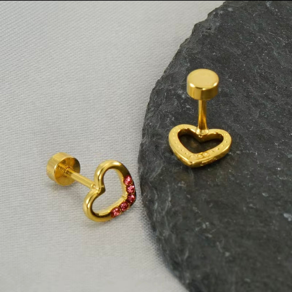 18K Gold Plated Screw Stud Earrings | Secure Flat Back Studs