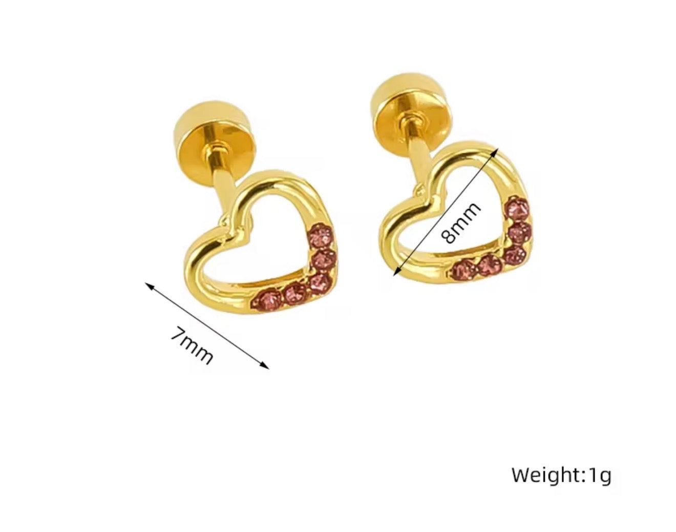 18K Gold Plated Screw Stud Earrings | Secure Flat Back Studs