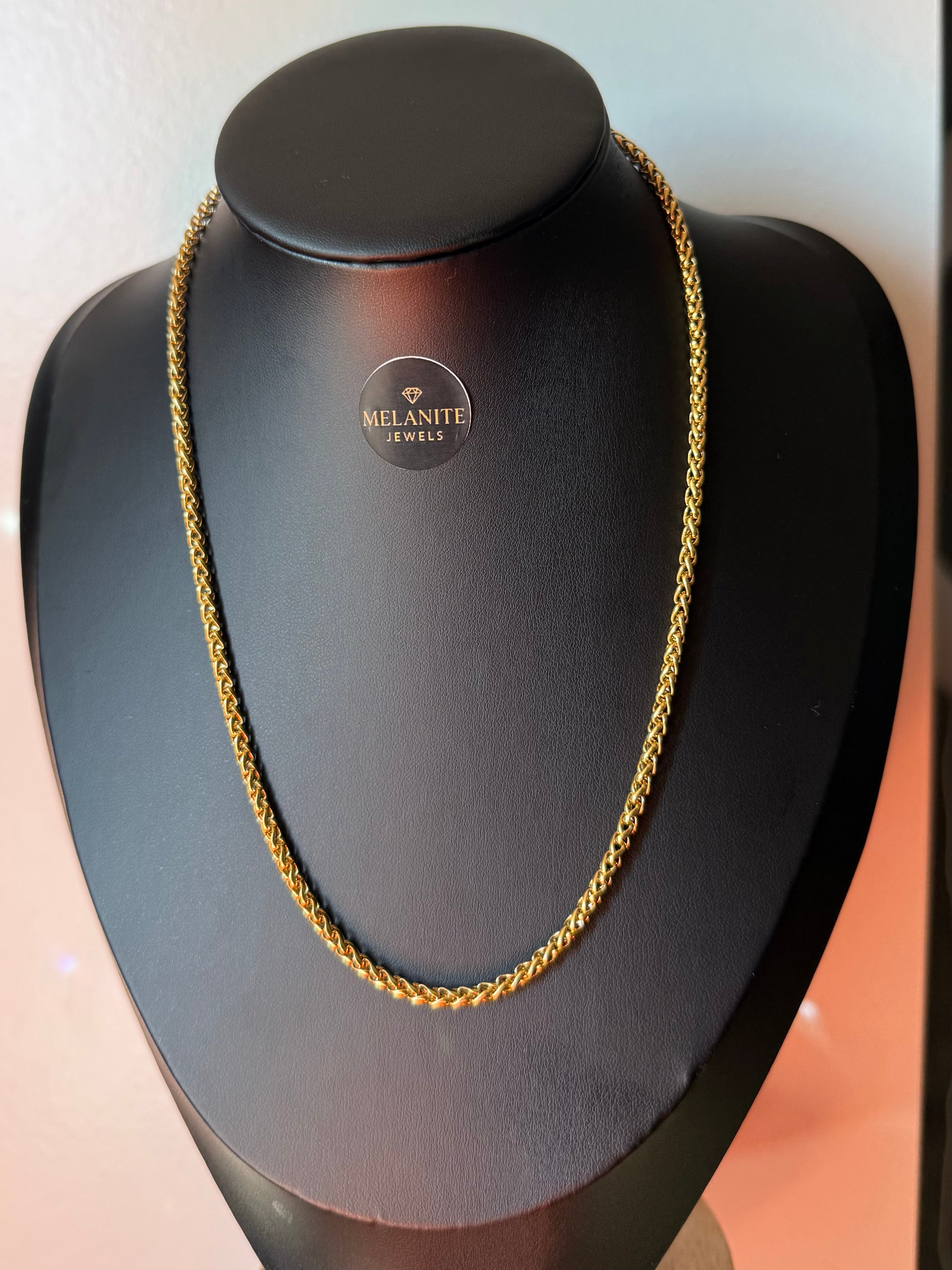 18K Gold Plated 3mm Twist Chain Necklace | Rope Chain