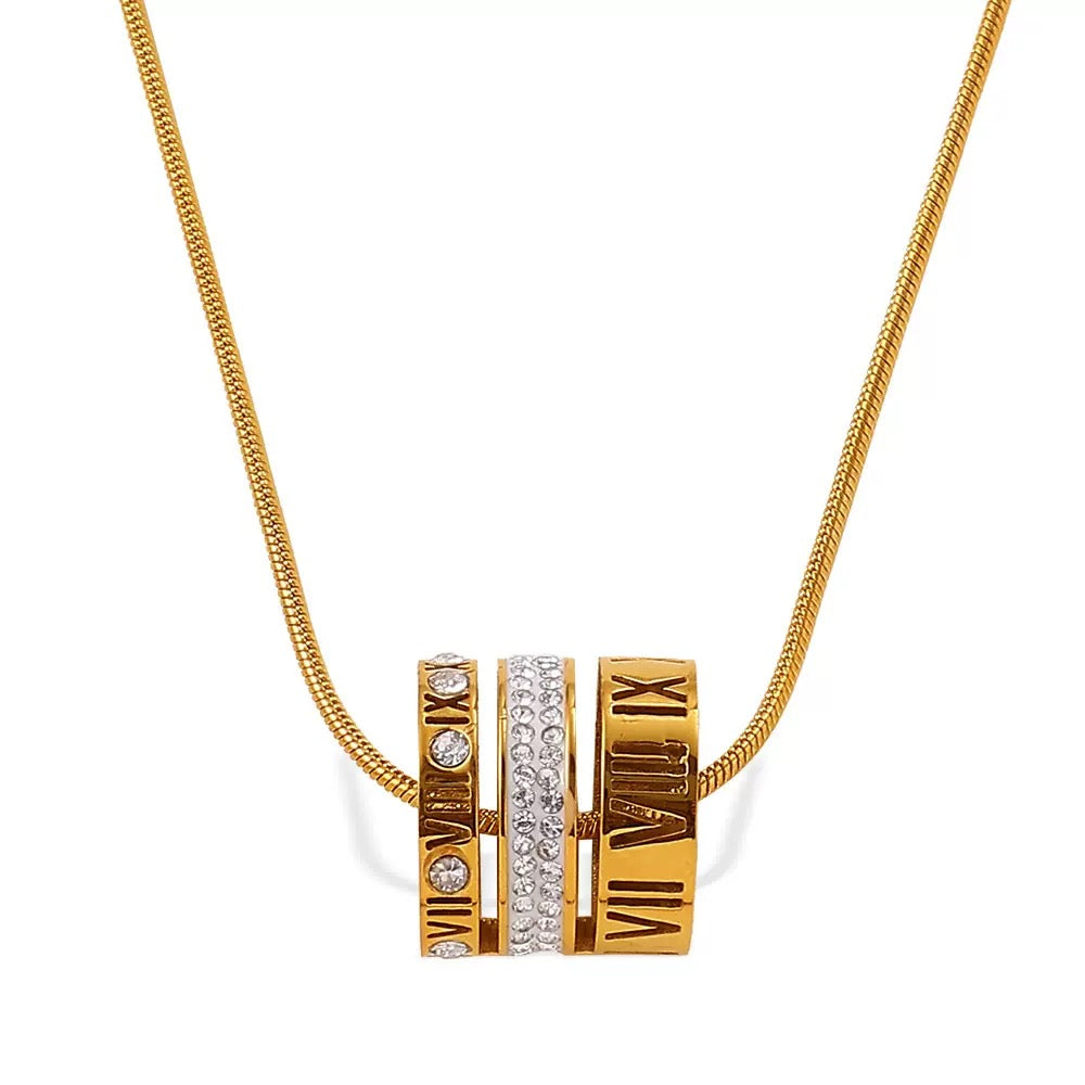 Roman number pendant and chain