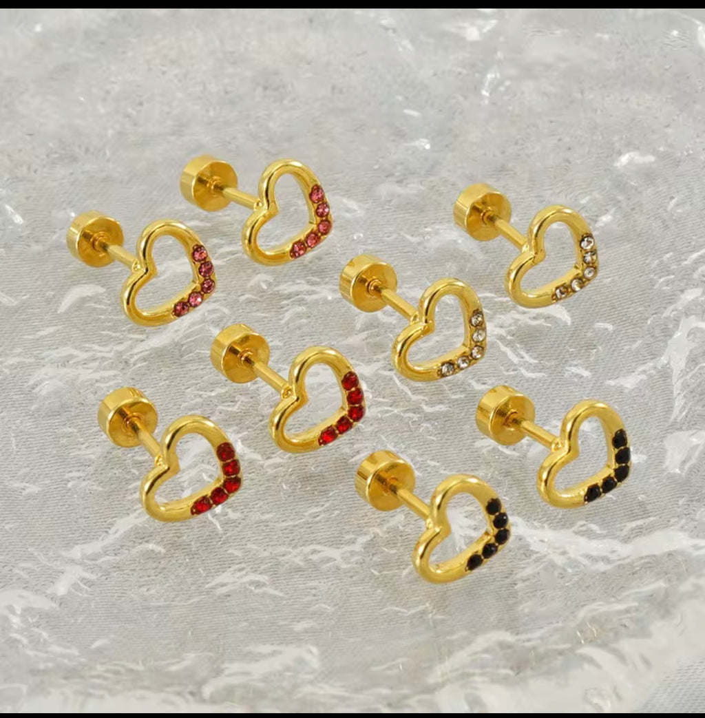 18K Gold Plated Screw Stud Earrings | Secure Flat Back Studs