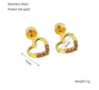 18K Gold Plated Screw Stud Earrings | Secure Flat Back Studs