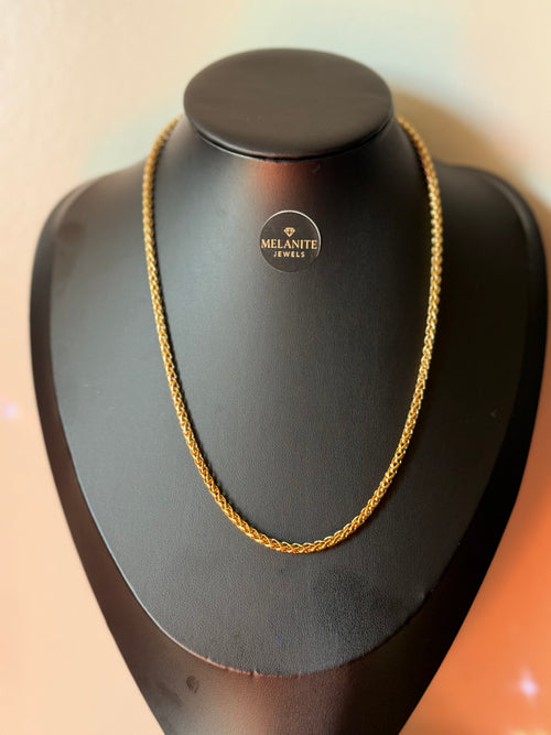 18K Gold Plated 3mm Twist Chain Necklace | Rope Chain