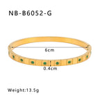 Titanium Steel Zircon Inlaid Bracelet | Crystal Bangle | Melanite Jewels