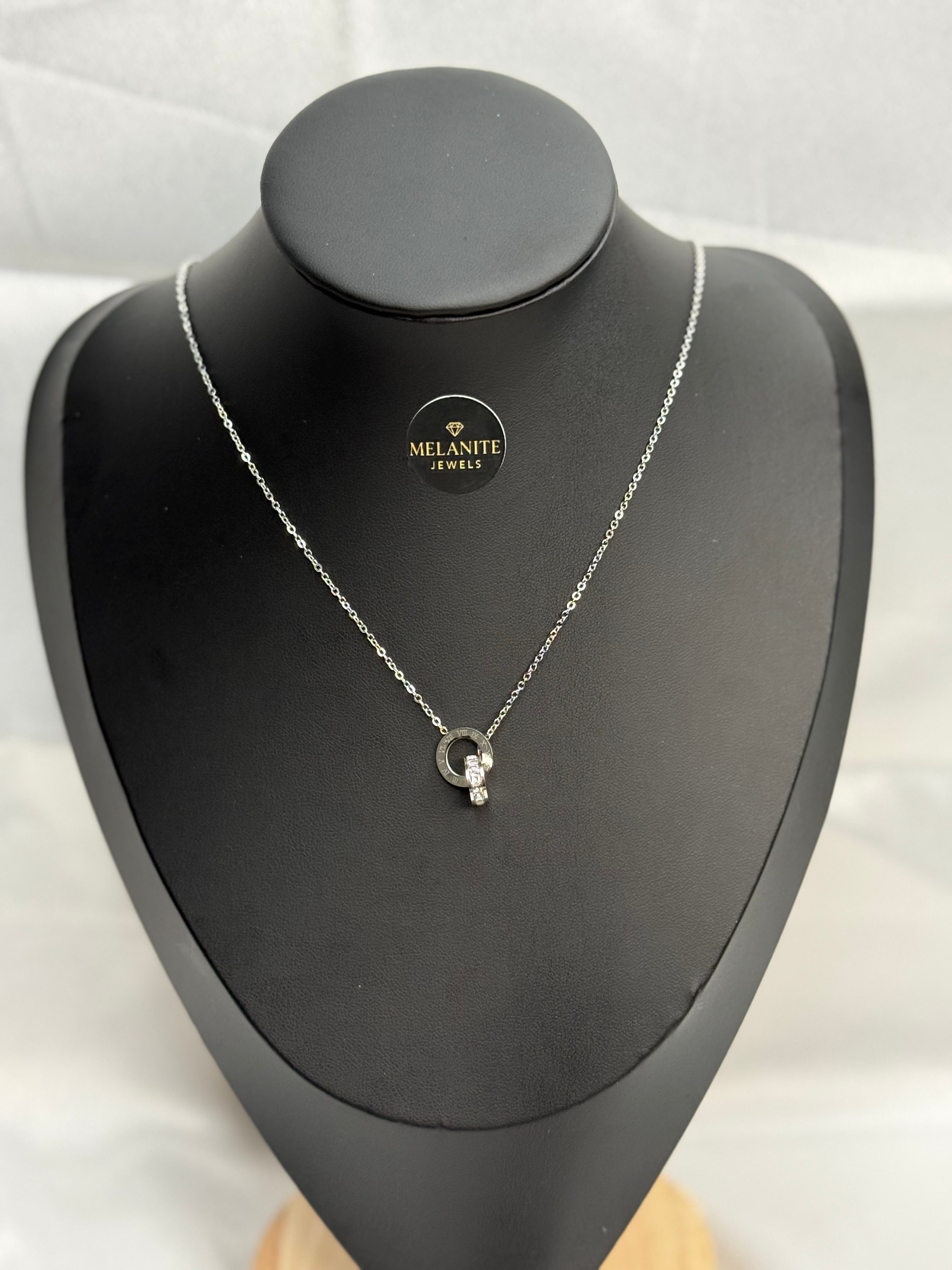 Silver Plated Ring Pendant Necklace | Dainty Circle Charm Chain
