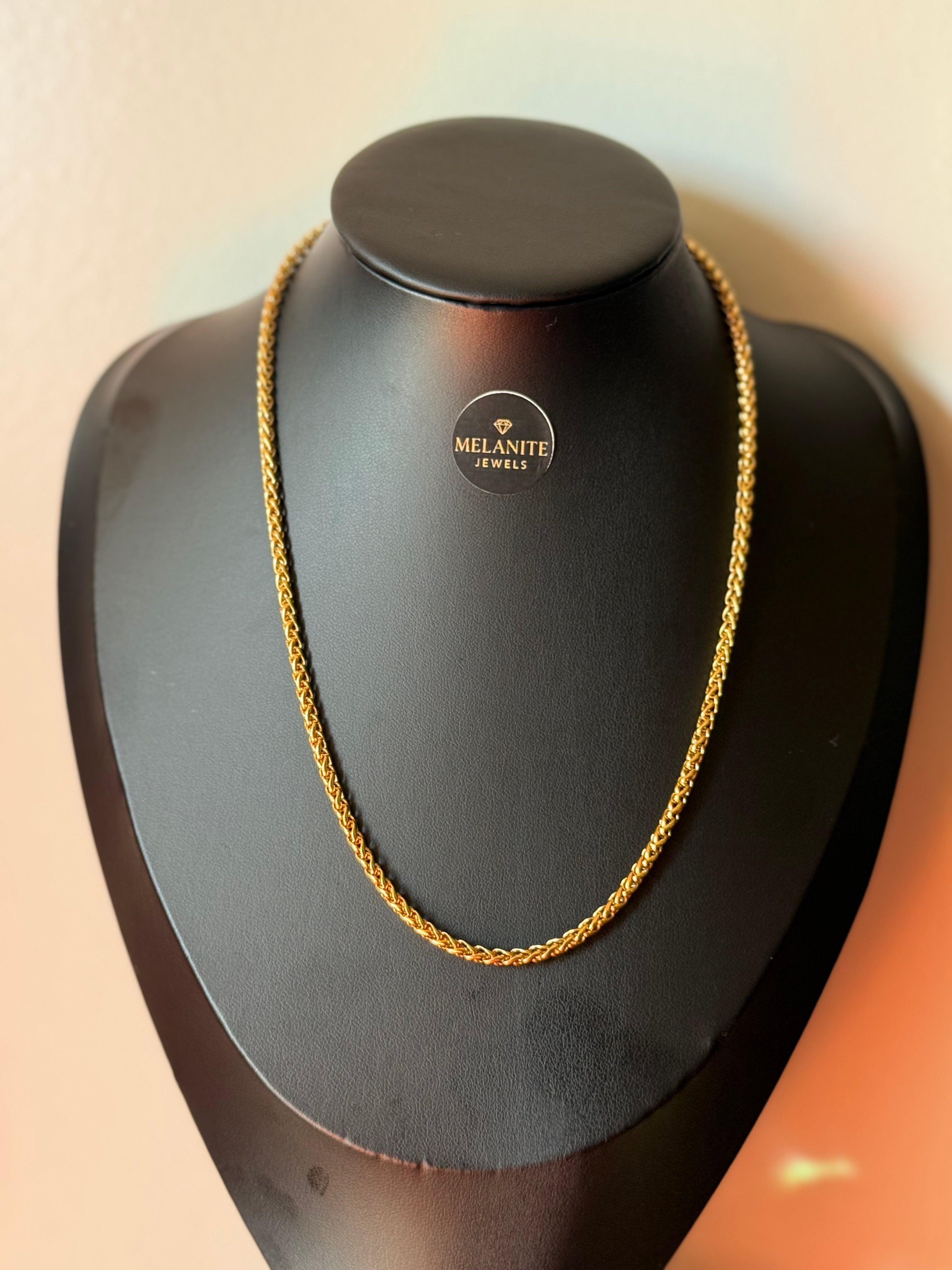 18K Gold Plated 3mm Twist Chain Necklace | Rope Chain