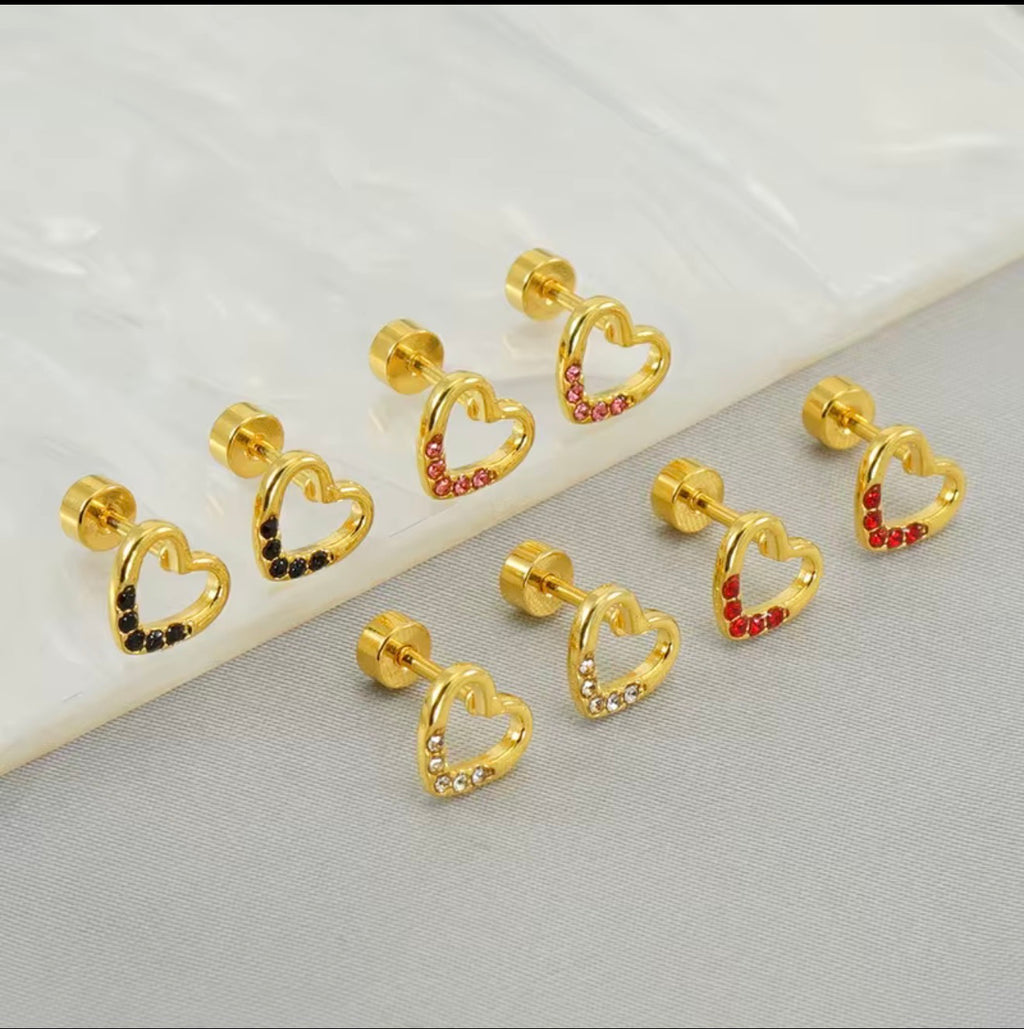 18K Gold Plated Screw Stud Earrings | Secure Flat Back Studs