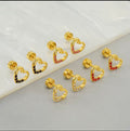18K Gold Plated Screw Stud Earrings | Secure Flat Back Studs