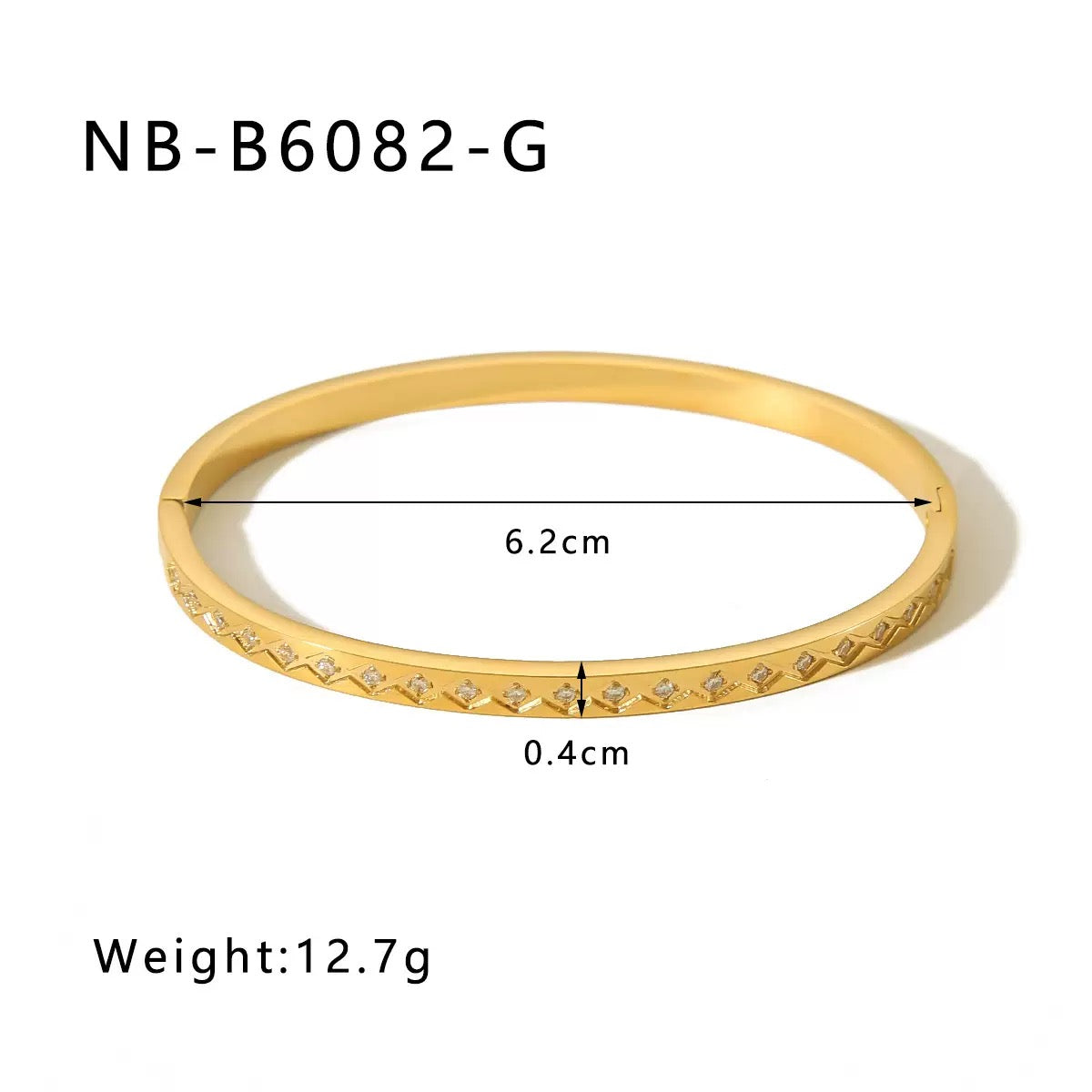 Titanium Steel Zircon Inlaid Bracelet | Crystal Bangle | Melanite Jewels