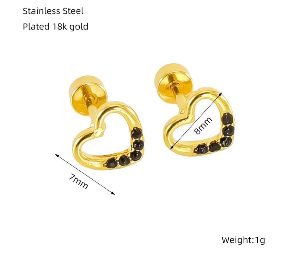 18K Gold Plated Screw Stud Earrings | Secure Flat Back Studs