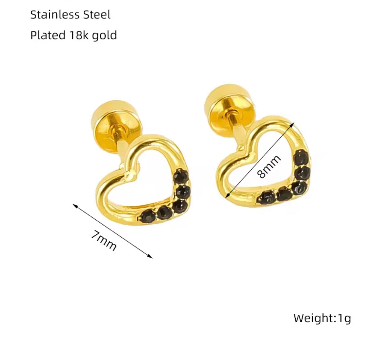 18K Gold Plated Screw Stud Earrings | Secure Flat Back Studs