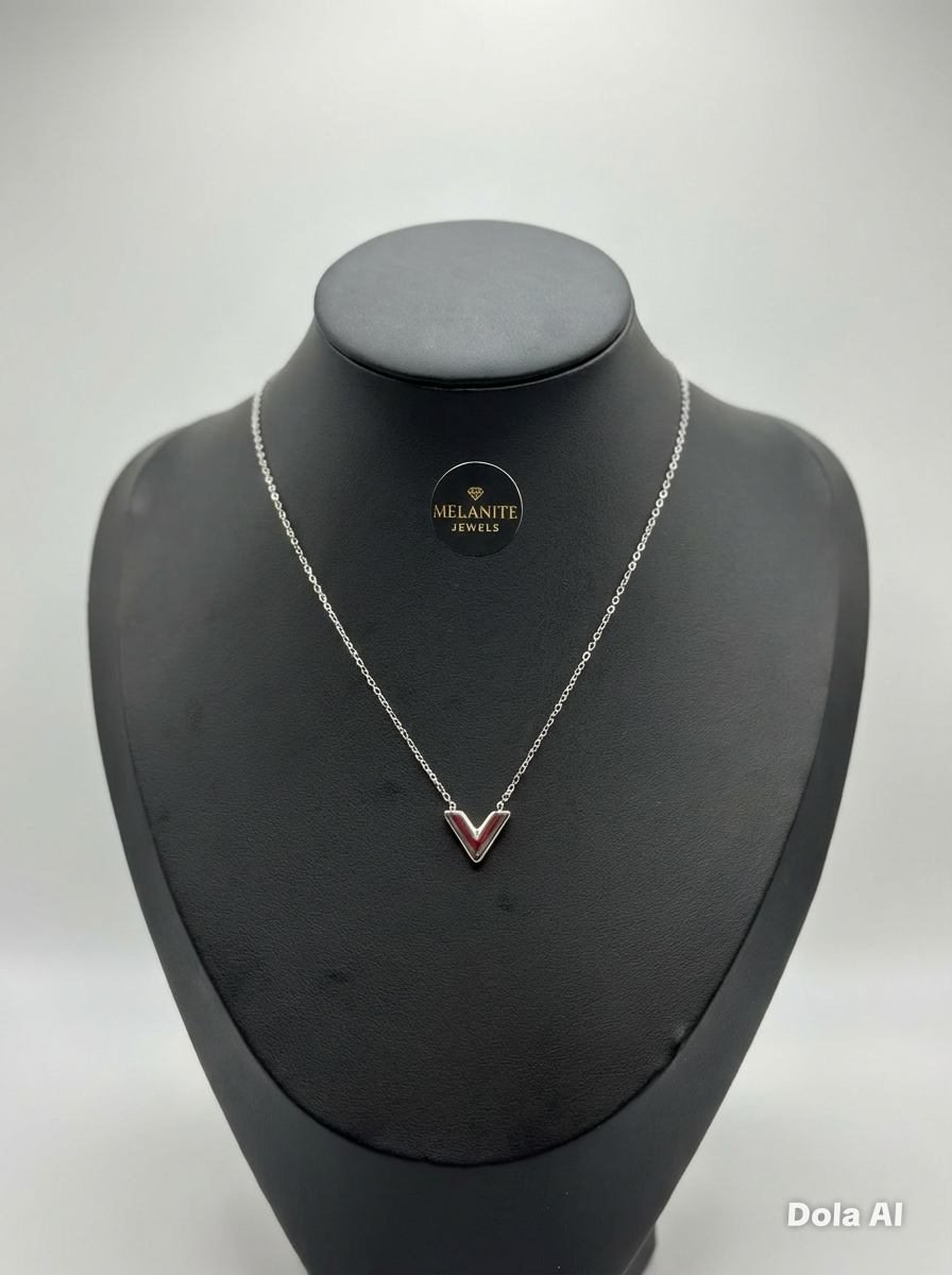 Silver Plated V-Shape Pendant Necklace | Dainty Collarbone Chain
